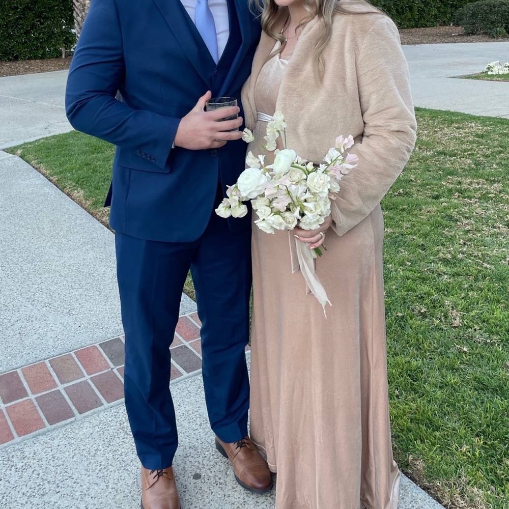 Nude fuzzy open jacket